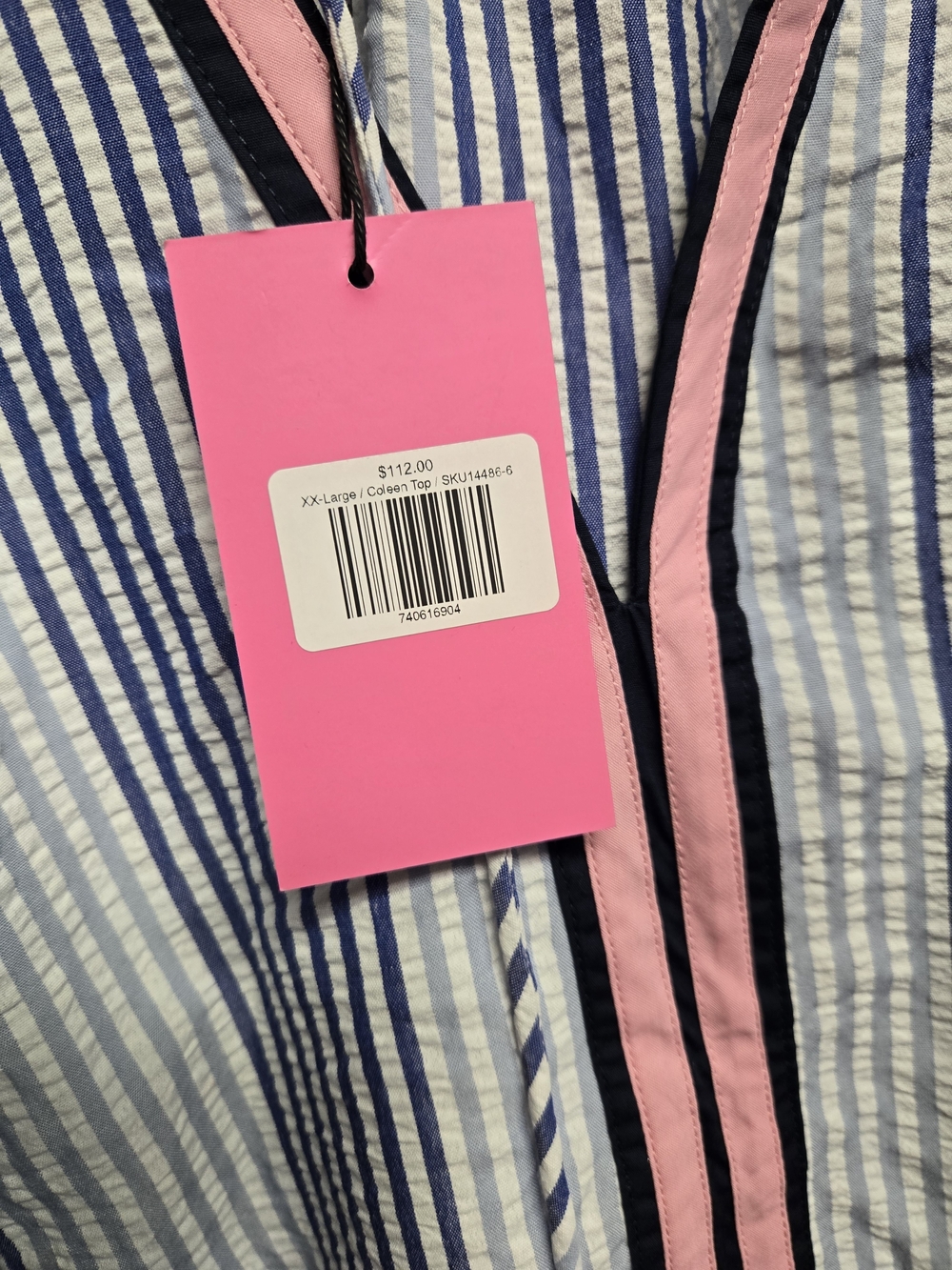 THML Blue & Pink Striped Tie-Front Peasant Blouse - Picture 5 of 5